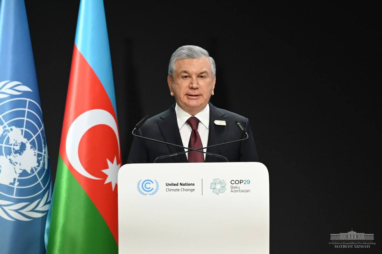 President of the Republic of Uzbekistan Shavkat Mirziyoyev delivered a speech at the COP29 conference in Baku
